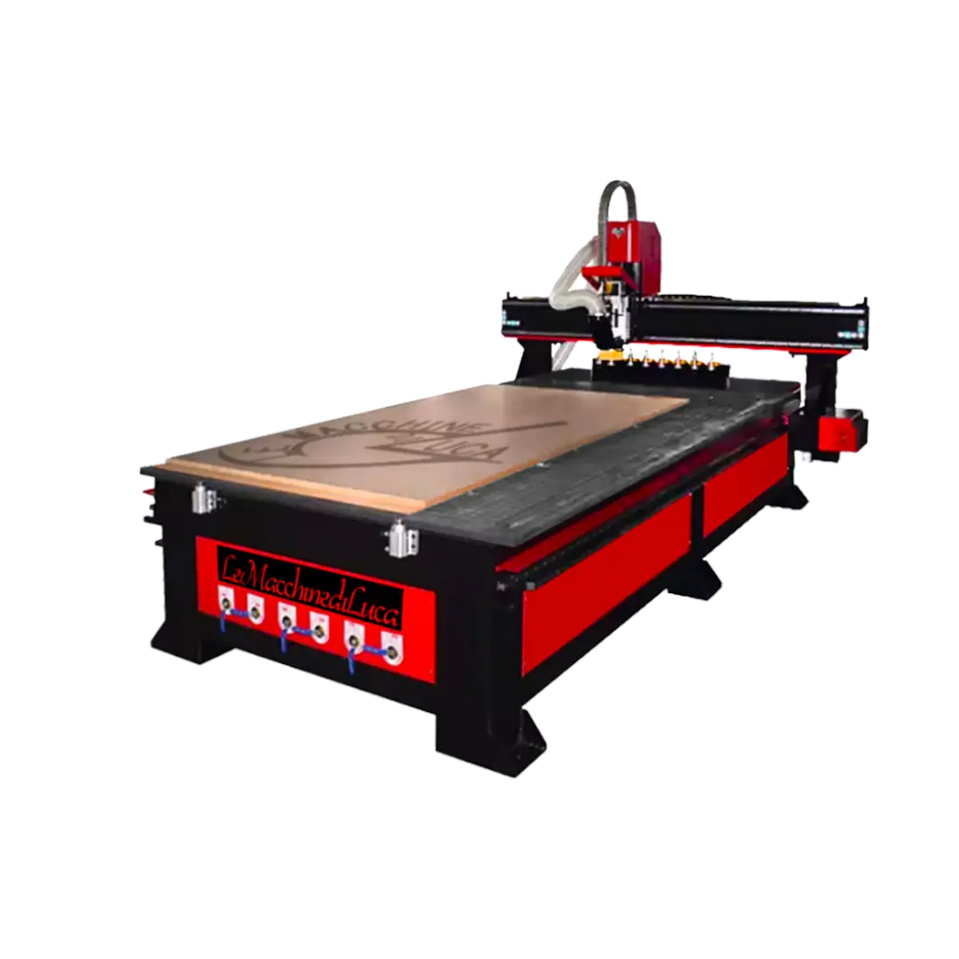 Pantografo CNC Serie Targa in officina – vista laterale della macchina per fresatura
